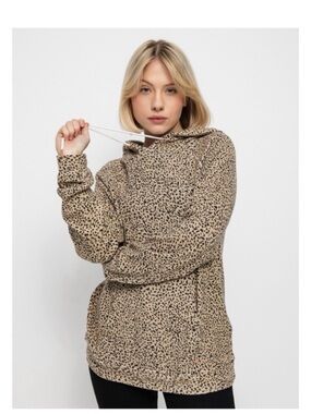 Volcom Leopard Print Hoodie - Beige & Black